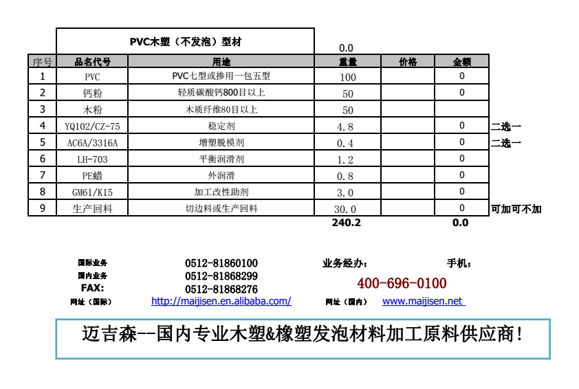 PVC木塑（不发泡）型材